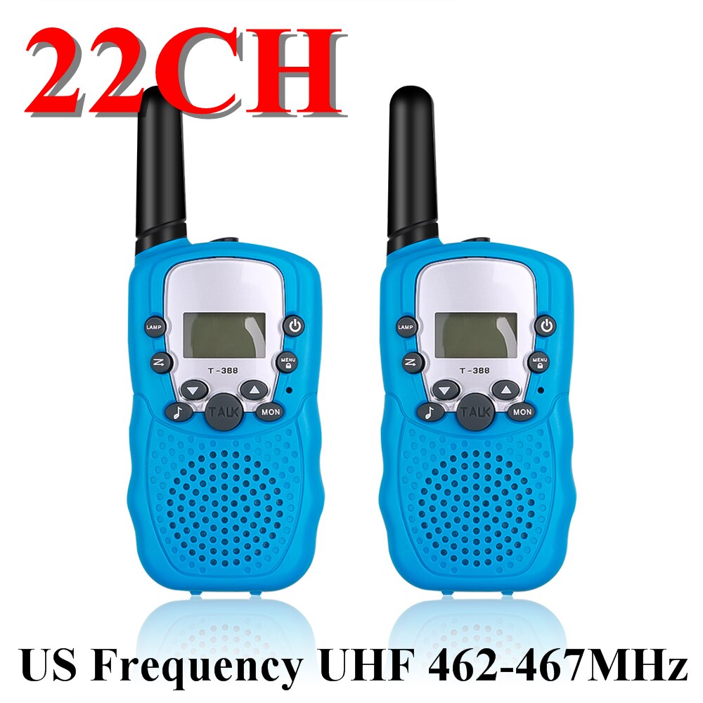 新しい T388 8CH 22CH 2 個ミニトランシーバー子供ラジオ局 0.5 ワット PMR PMR446 FRS UHF ポータブルラジオ communicator のギフト子供のための: Blue 22CH