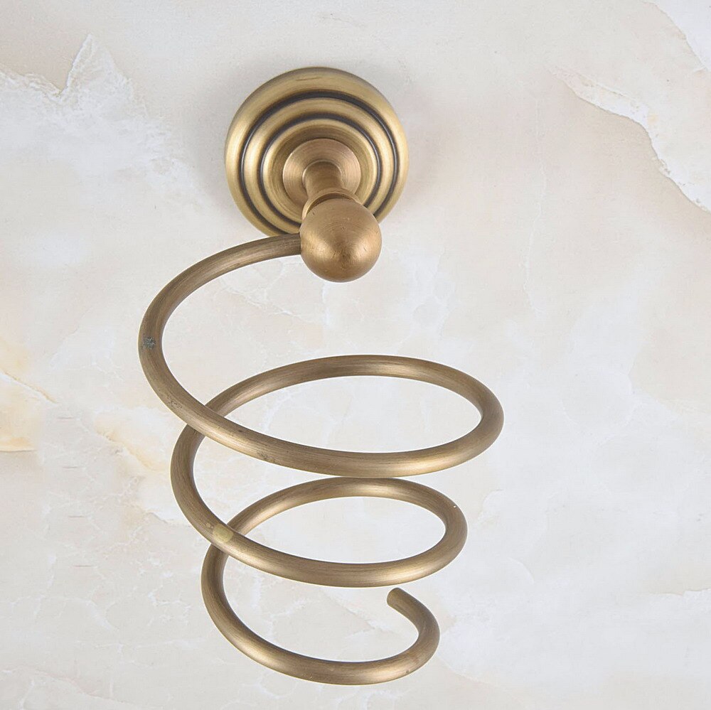 Vintage antieke föhnhouder van messing, aan de muur te bevestigen föhnhouder, badkameraccessoires, badbeslag, badkamerfitting mba 730