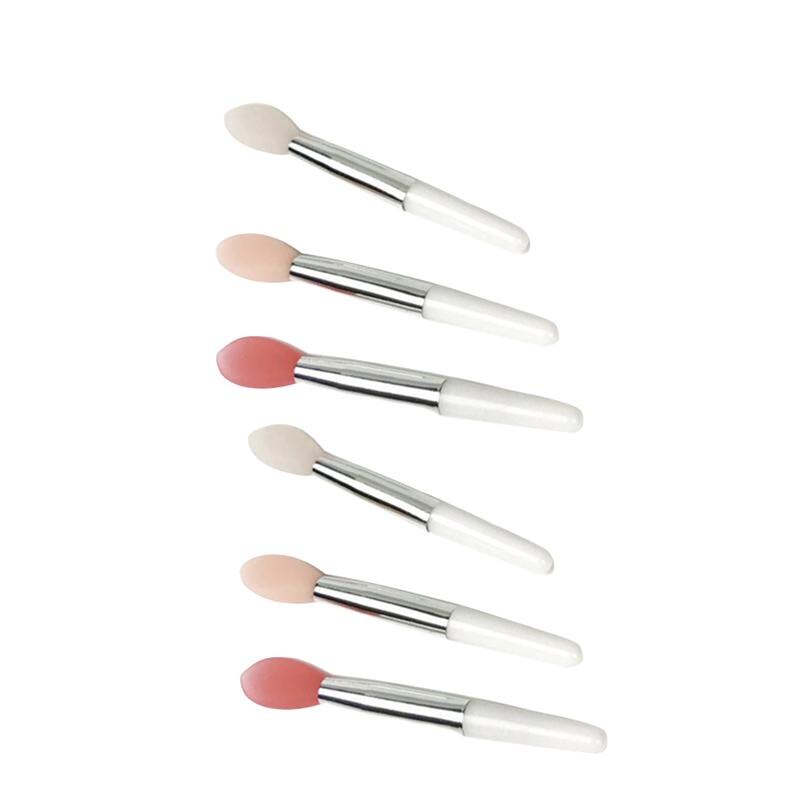 6Pcs Draagbare Enkele Kop Make-Up Kwasten Multifunctionele Siliconen Lip Borstels Make-Up Kwasten Cosmetische Tool