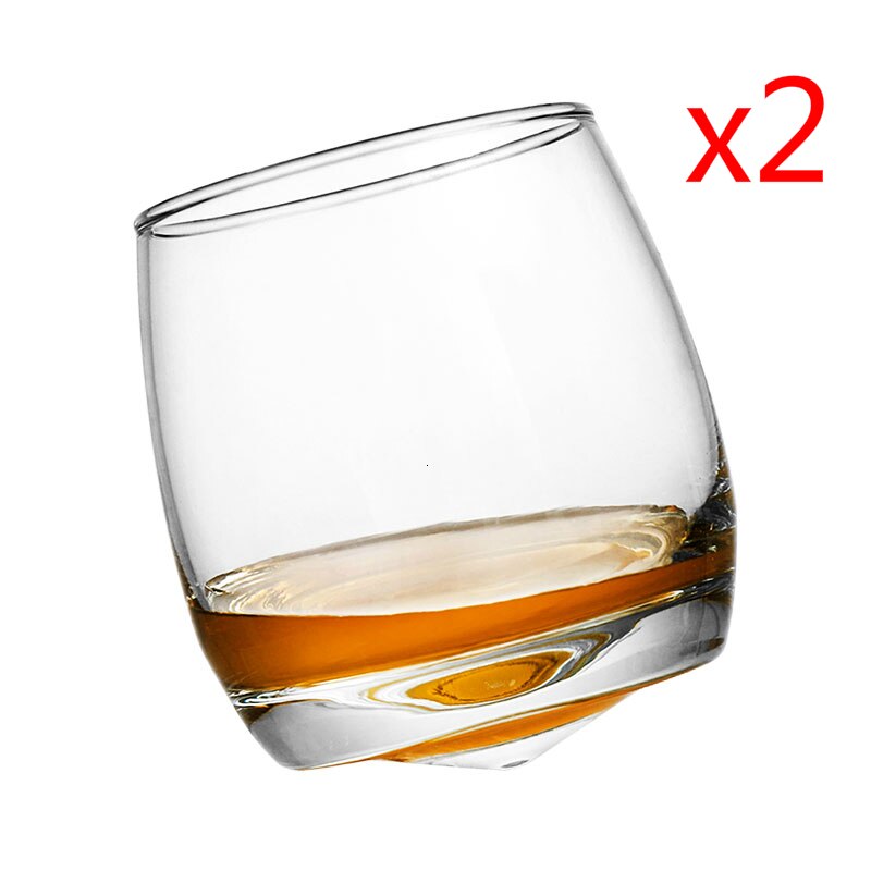 Ocean Revolving Scopperil Whiskey Tumbler Heteromorphic Cone Bottom Whipping Top Brandy Snifter Verre Spirits Whisky Rock Glass: 2 Pcs