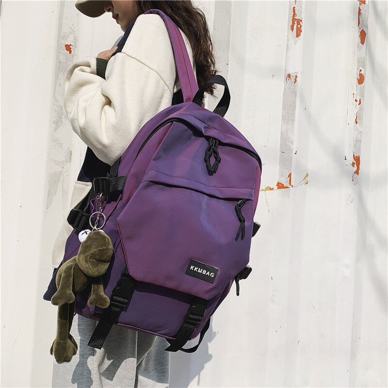 Deslumbrante roxo mulheres na moda mochila legal feminino sacos de escola faculdade livro senhora portátil mochila moda meninas estudante saco de viagem: ROXO / With-Accessories