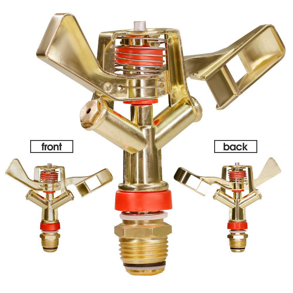 1/2 3/4'' Male Thread Metal Pulsating Sprinkler Zinc Alloy 360° Rocker Arm Water Spray Nozzle for Greenhouse Garden Irrigation