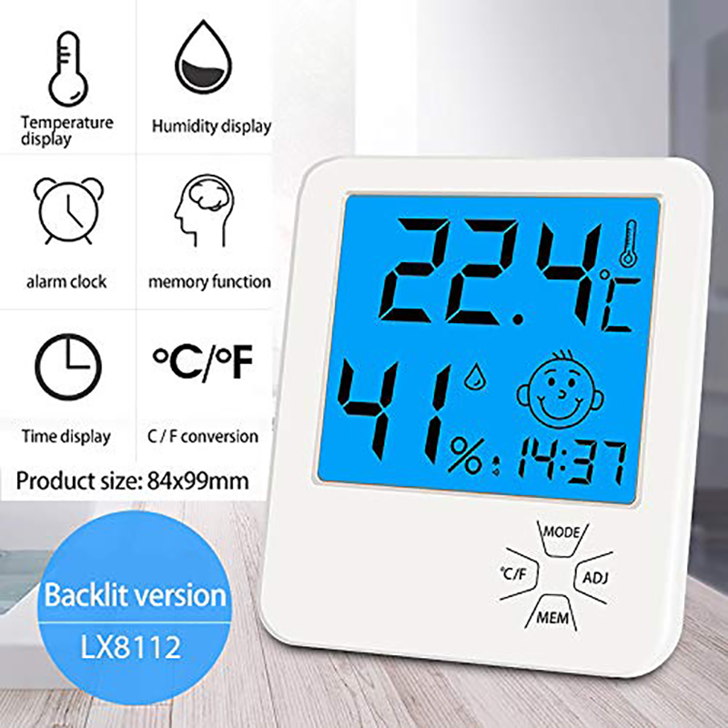 Gtbl Huishoudelijke Digitale Thermometer Hygrometer Monitor Met Wekker Indoor Kleine Elektronische Thermometer Met Achtergrondverlichting