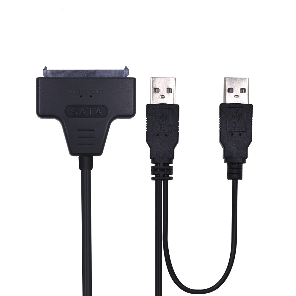 Extern hårddisk omvandlare usb 2.0 to 22 stift sata adapterkabel med extra usb strömkabel för 2.5 tum sata laptop hdd ssd