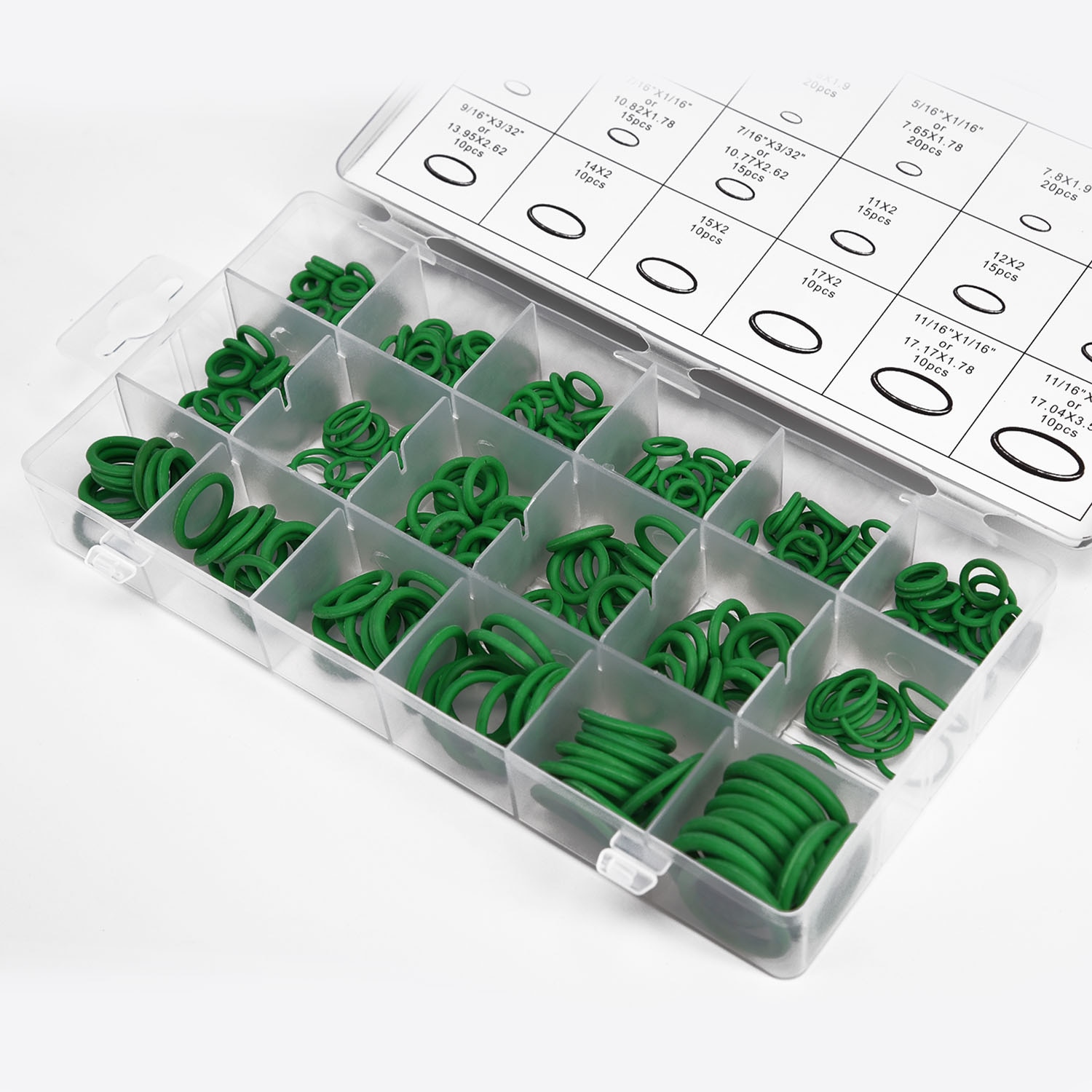 O-rings Seal Rings Car Repair Tools 18 Sizes Green Auto 270pcs Practical Durable