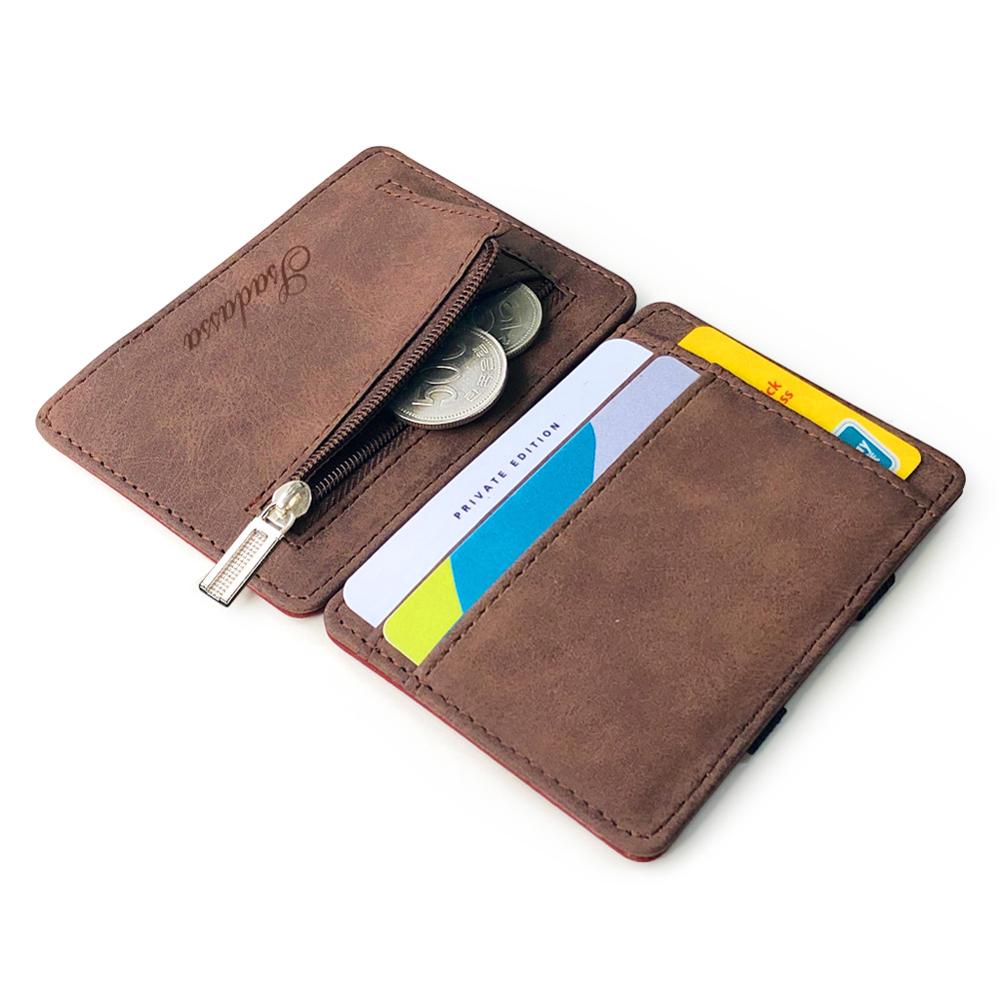 Magic Wallet Nubuck Leather Men's Coin Purse Credit Card Holder Wallets