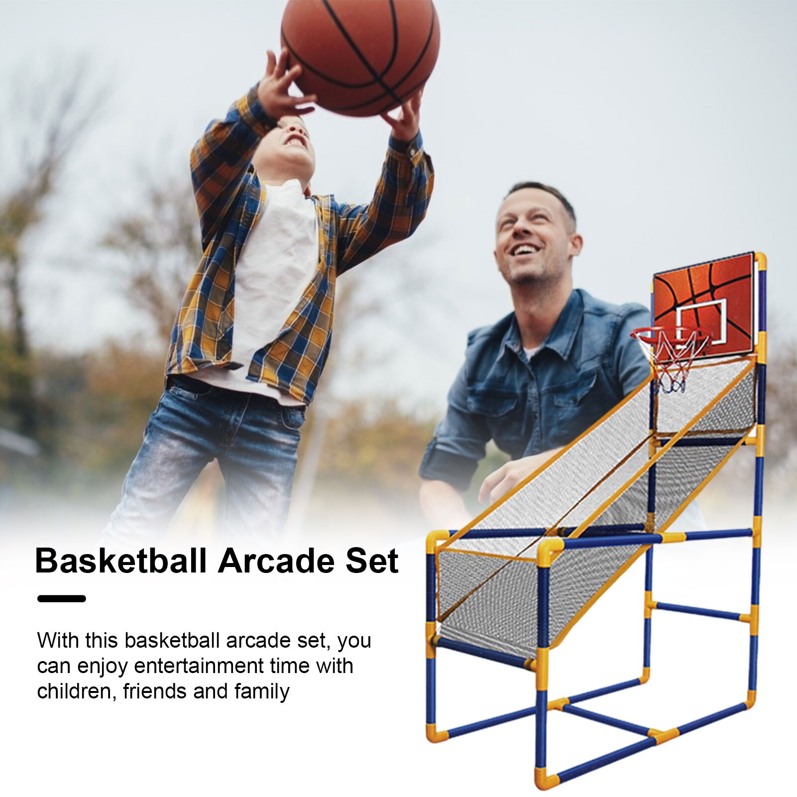 Kids Basketball Hoop Game - Inflatable Arcade Set - Indoor Outdoor Training Practice