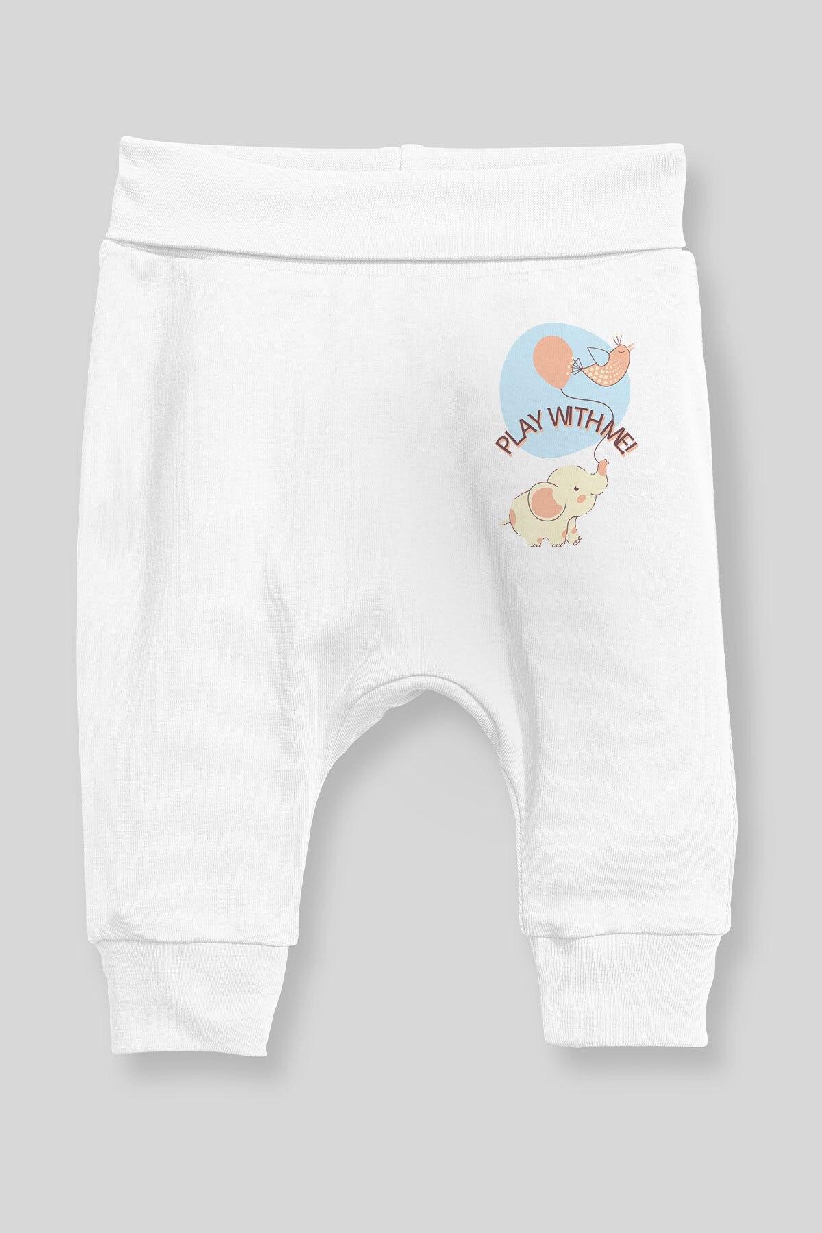 Baby Harem Broek - Angemiel Olifant Print - Wit - 3M tot 3T
