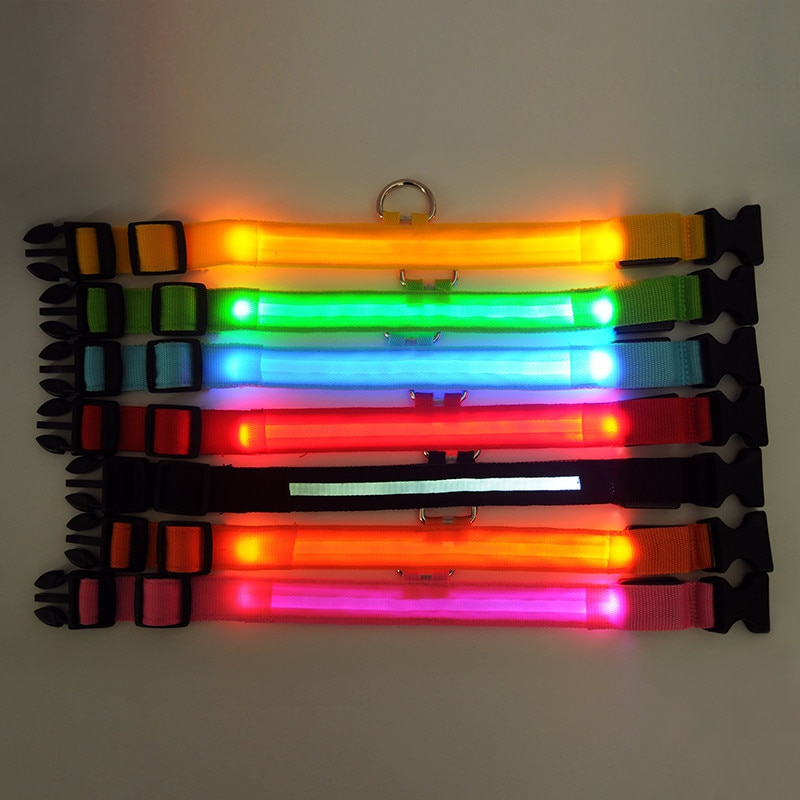 Hals Band Voor Halsband Led Shining In Het Donker Verstelbare Kleurrijke Oplaadbare Met Usb Antilost Voorkomen Decoratie Huisdier Kraag