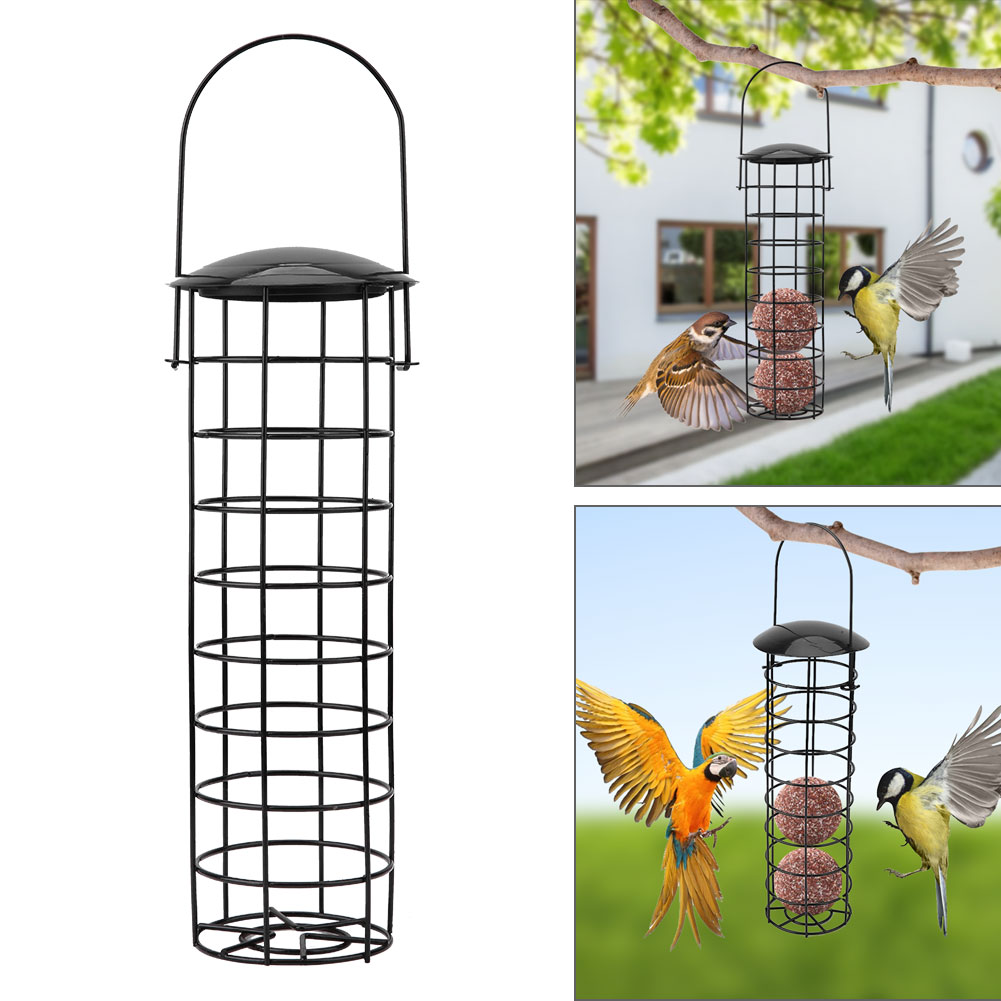 Portable Bird Feeder Outdoor Hanging Mesh Feeding Wild Birds Iron Grease Ball Holder Products Park Garden Tree Container