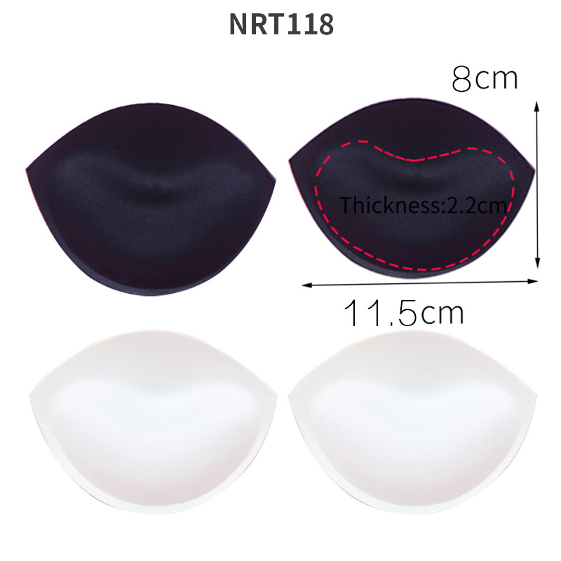 2 pares de almohadillas para sujetador de realce de inserción triangular/redonda, potenciador extraíble, almohadillas para sujetador para mujer, esponja de espuma suave, traje de baño, almohadillas para Bikini: Marfíl