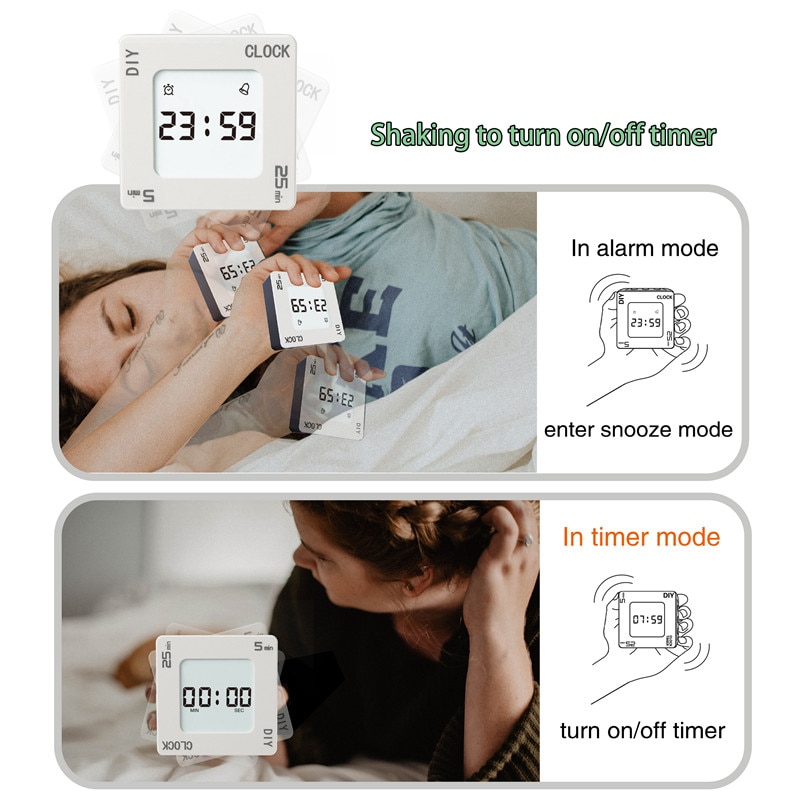 Digital LCD Alarm Clock DIY Time Management Tomato Timer Reminder Vibration Timer Snooze Flips Quartet Alarm Clock