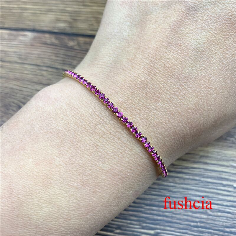 1 Pcs Rhinestone Bracelets Dainty Stacked Bracelets Elastic Bracelets for Women Bracelets: Fushcia