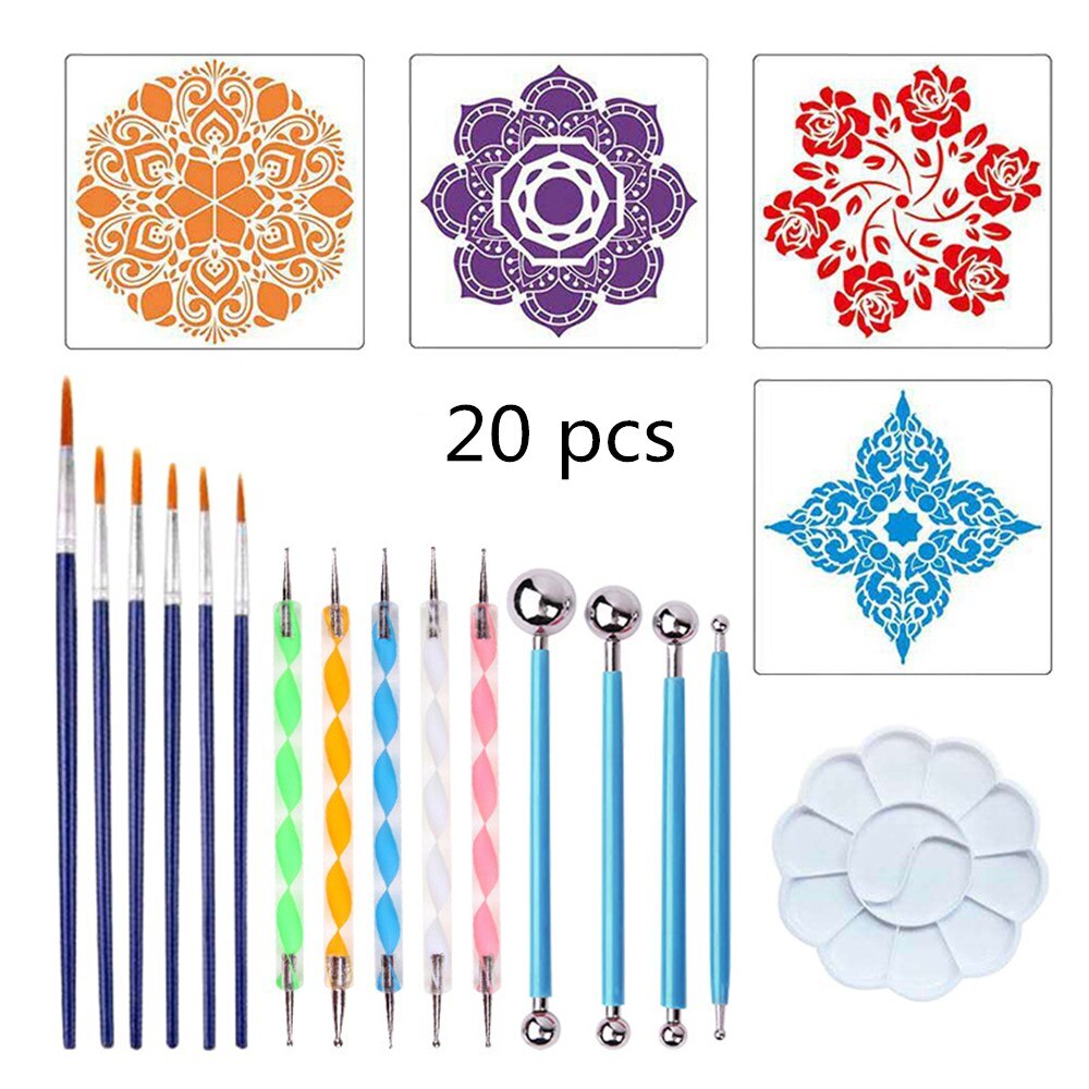 Mandala Dotting Tools Set for Painting Rocks Pottery Portable Multifunction Embossing Dot Kit Dotting Tool Set Handwork: 20 pcs