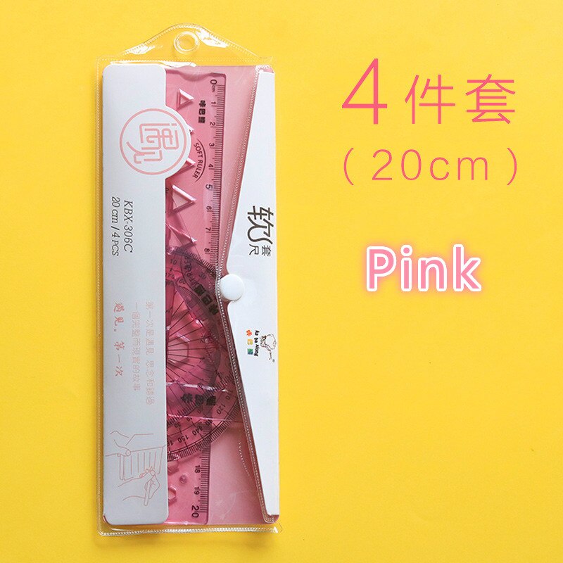 Lot De 4 Règles Scolaires Souples – 20 Cm, Avec Rapporteur, échelles Métrique Et Impériale – Pour Géométrie, Dessin, Bureau, école