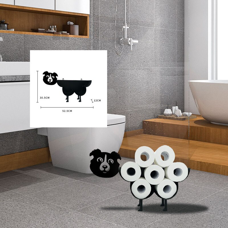 Sheep Cat Dog Roll Holder Wall-mounted Elk Camel Pig Toilet Paper Holder Metal Free-standing Bath Tissue Storage Home Decorative: 009-Dog