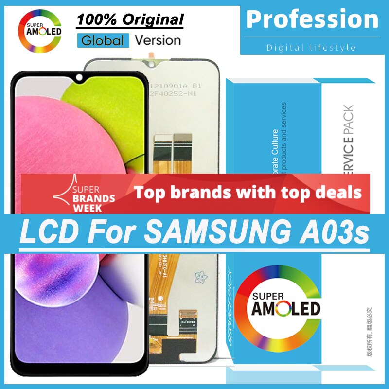 100% Original 6.5 &quot;LCD Für Samsung Galaxis A03s LCD A037F A037M Anzeige Touchscreen Digitizer Für Samsung A03 s Anzeige