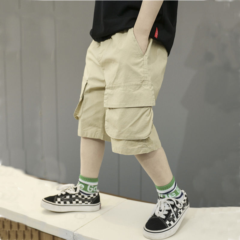 Pantaloncini per ragazzi vita elastica Casual pantaloni per neonati lunghezza al polpaccio per bambini pantaloni solidi pantaloni morbidi abbigliamento per bambini 5-14 anni