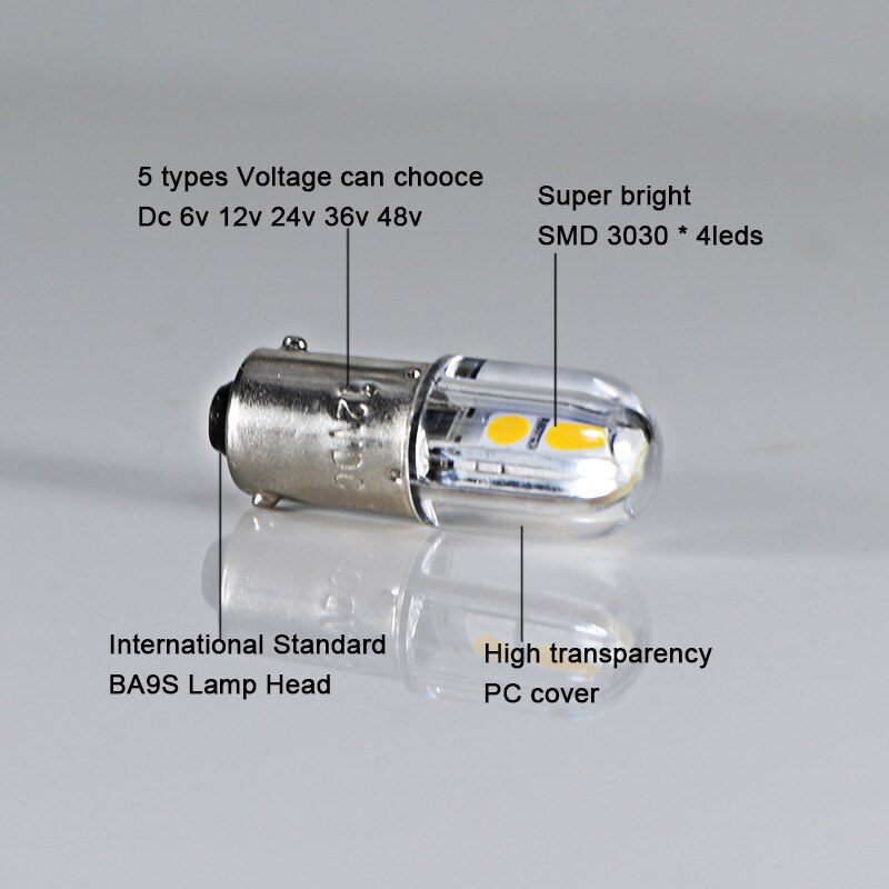 BA9S T4W luz Interior del coche 6v 12v 24v 36v 48v 220v marcador lateral automático bombilla de lectura trasera de respaldo lámpara de matrícula de puerta de camión 12 V