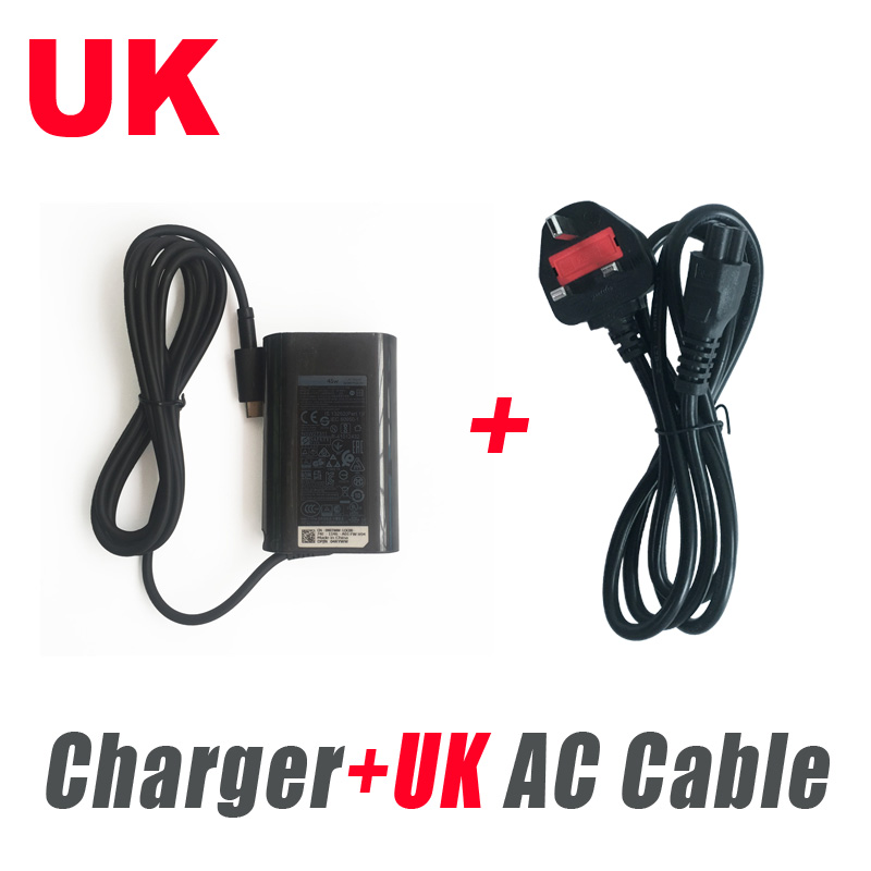 Original 45W USB C Laptop Charger for Dell XPS 13 9360 9365 9370 9380 9333 9310 9350 XPS 12 9250 Type C AC Adapter Power Supply: Red