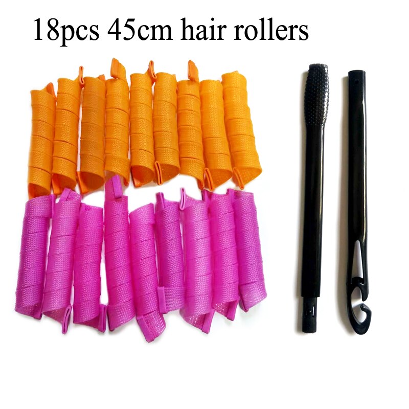 8 Different sizes 18pcs/set plastic hair rollers magic Snail Shape roller Soft Hair Curlers: 45cm