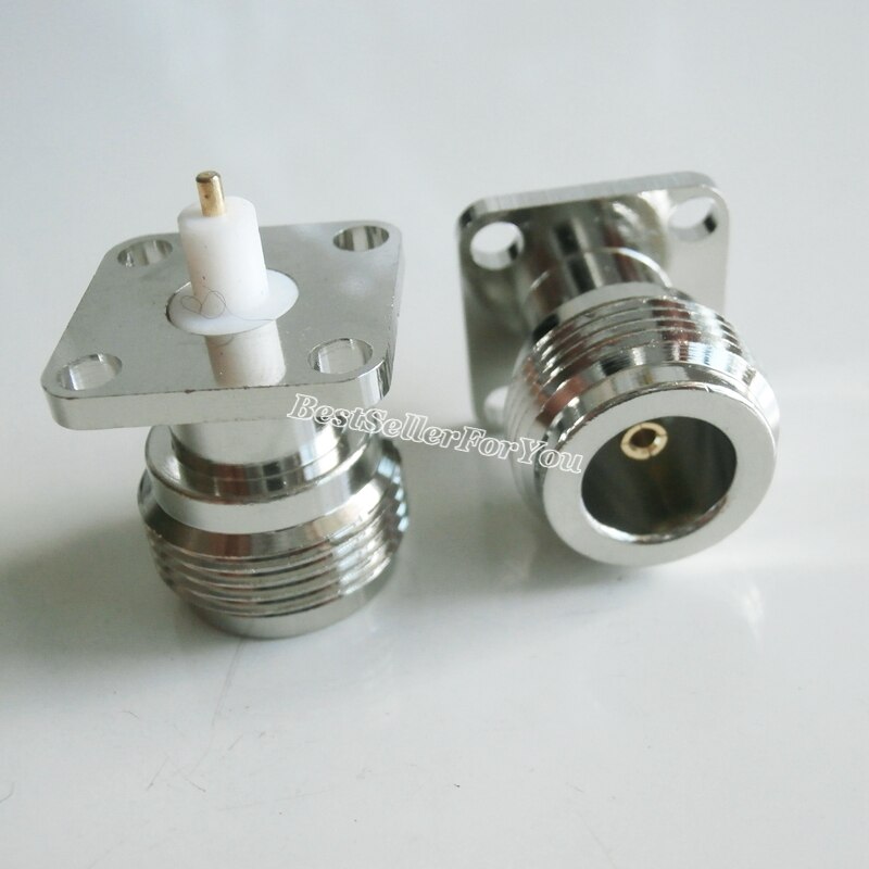 1x N Female Panel Mount Chassis with 4 Holes Flange PTFE Solder Connector 17.5mm