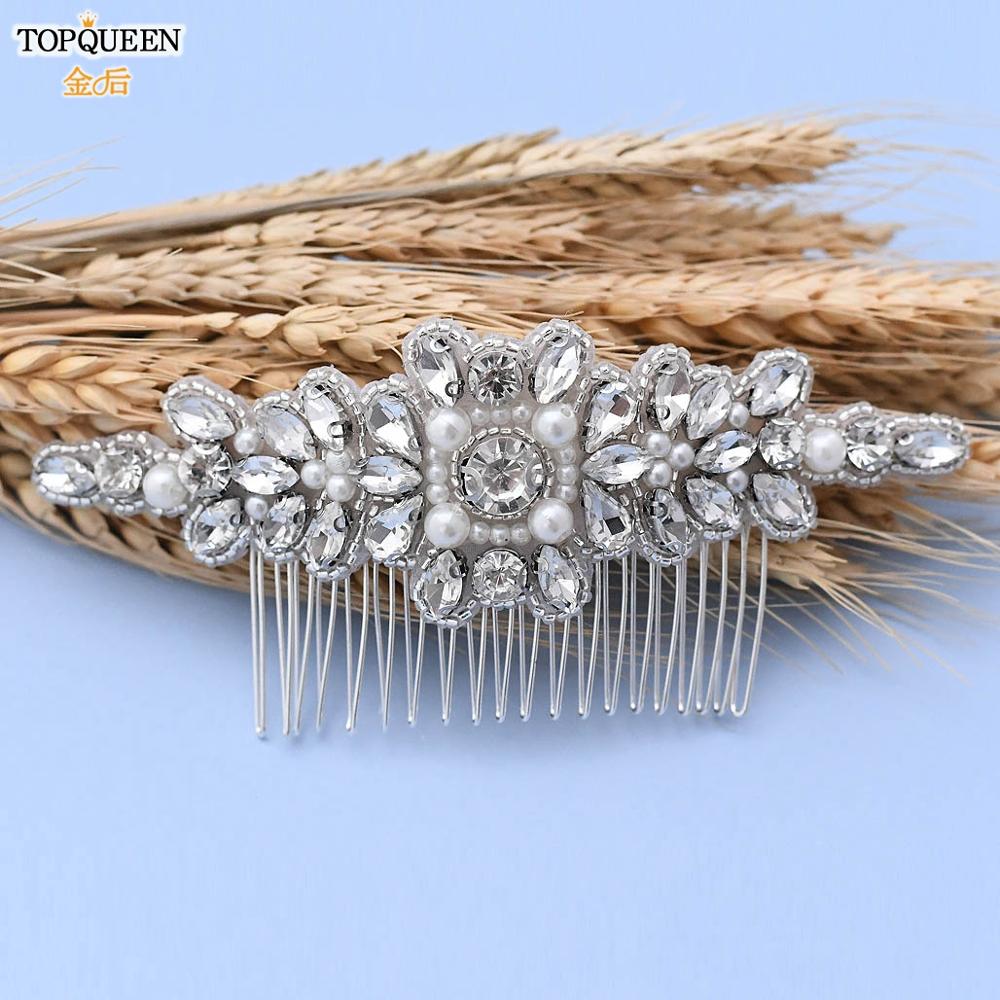 TOPQUEEN H270 Diamond Headbands Luxury Hair Accessories Comb Hairdress with crystal Bridal Comb Wedding Bridal Headwear: Default Title