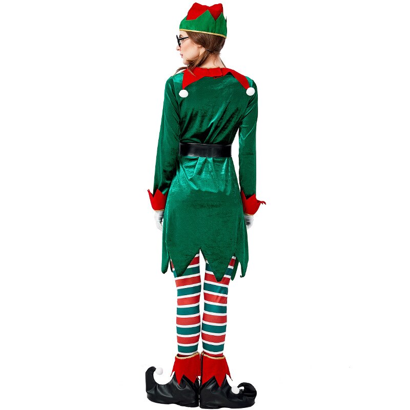 Dame drôle mignon vert elfe arbre de noël costume noël Santa nouvel an déguisement
