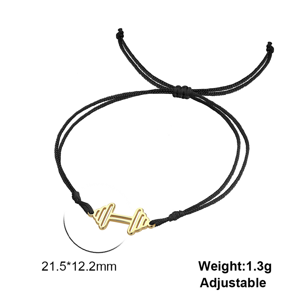 Cazador Esercizio sport battito cardiaco Bracciale con ciondolo con manubri per donna Gioielli in acciaio inossidabile 2025 Bracciale a catena con scatola a portata di mano: Giallo brunastro