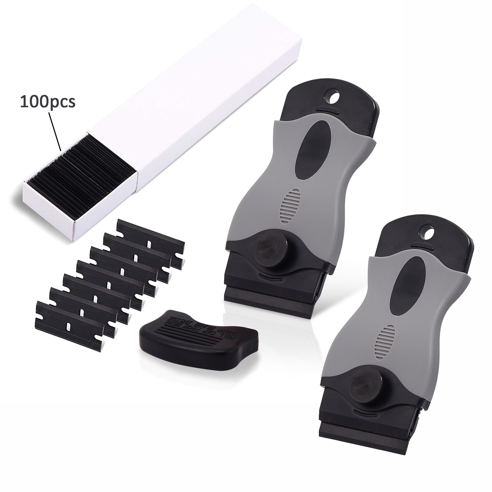 Ehdis 2Pcs Cleaning Wrap Vinyl Zuigmond Met Reservemesjes Glas Lijm Sticker Remover Scheermes Schraper Plastic Window Tint Auto gereedschap: Gr Plastic Set