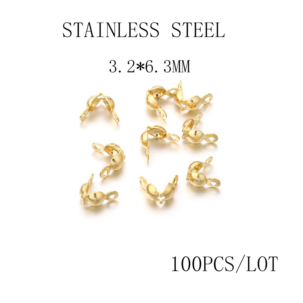 Connecteurs de chaîne à billes 4x7mm, fermoirs, pointe de perle, coquille de palourde pour bricolage, collier, Bracelets, accessoires de fabrication de bijoux, 100 – 1200 pièces/lot: Stainless steel GD1