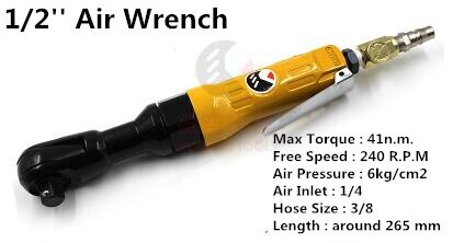 1/2 1/4 3/8 Pneumatic Air Ratchet Wrench Mini Spanner Wrench Car Bicycle Repair Tools with Speed Regulation To Adjust Torque: A