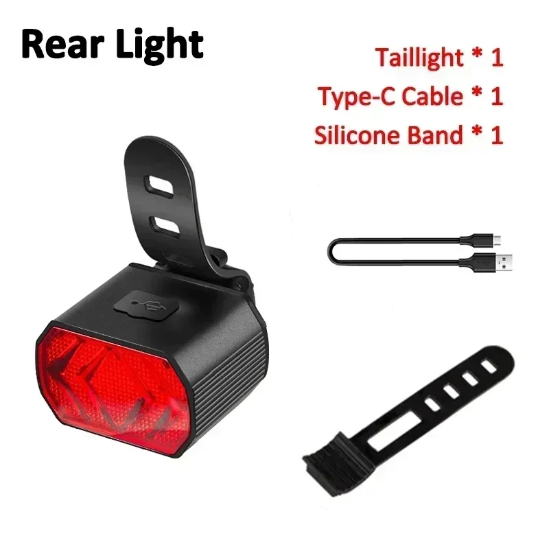 Luz delantera para bicicleta con carga USB, luz trasera de advertencia para bicicleta, faro trasero impermeable, linterna, luz Led para ciclismo: Morado