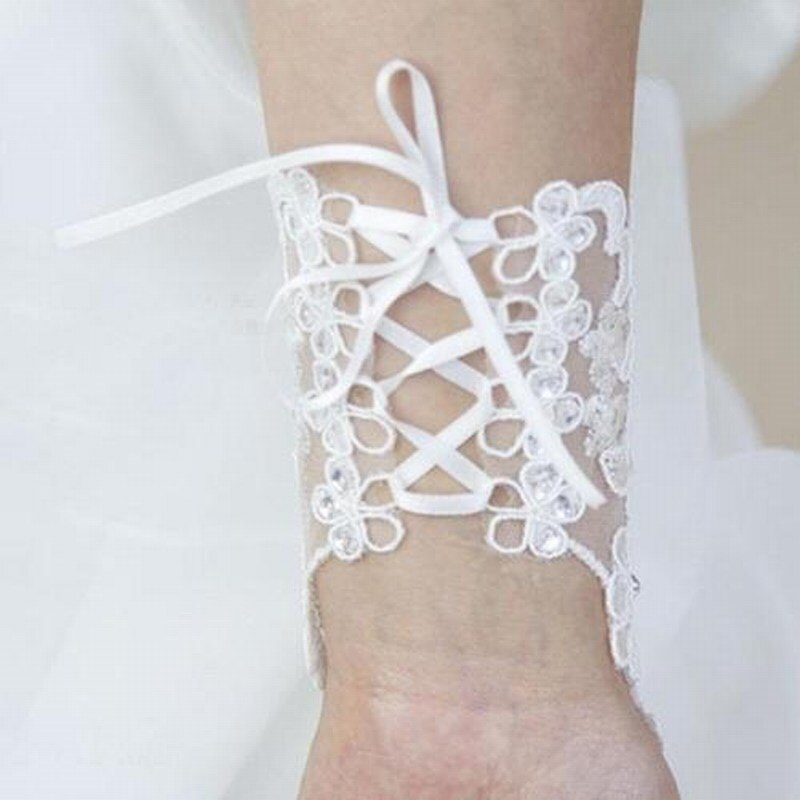 Guantes de encaje cortos sin dedos, baratos, 1 par, para boda, para novia, graduación, , conducir, accesorios de boda