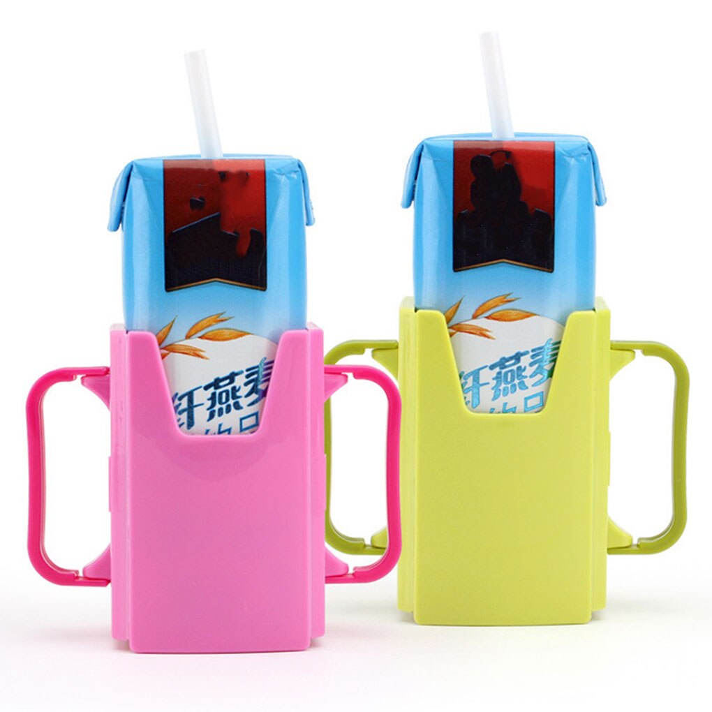 Baby Milk Cartoon Cup Holder Infant Toddler Milk Carton Adjustable Anti-sprinkler Drinking Container Kids Children Infant Baby