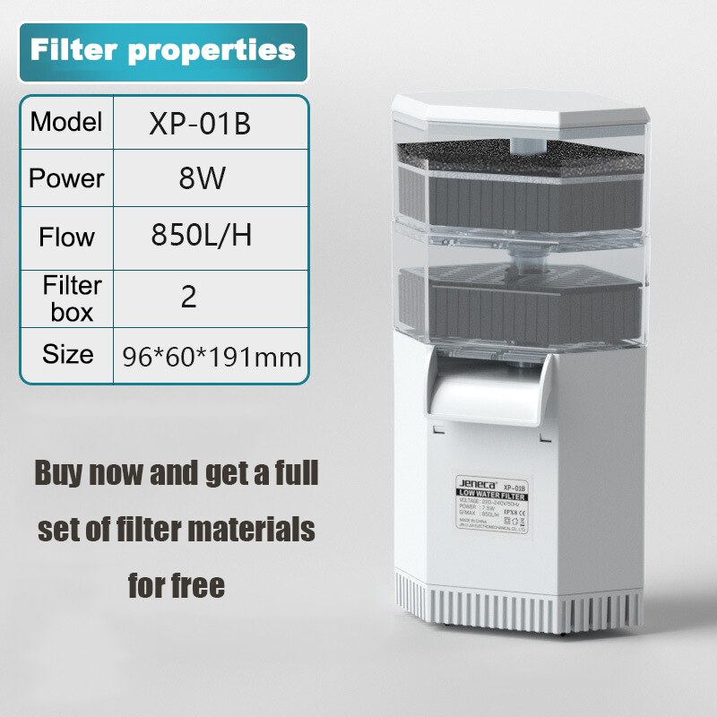 Turtle Dedicated Filter Water Submersible Filter for Turtle Tank Aquarium Filtration Low Water Level Filter: 2-layers / UK Standard