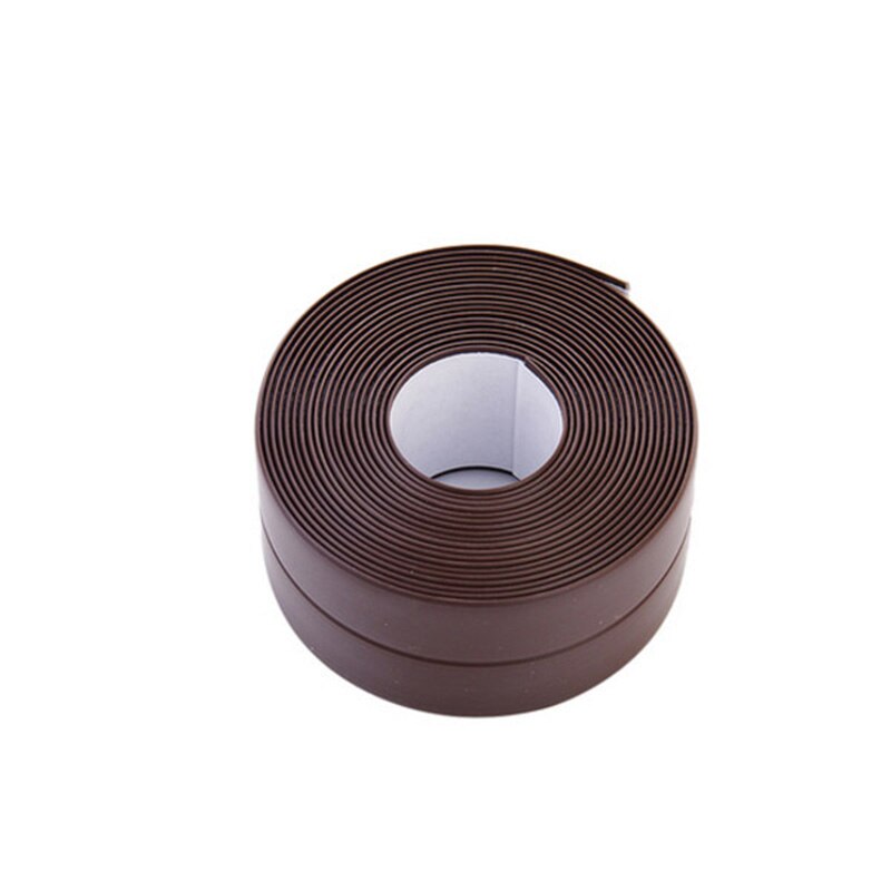 1 ROLL PVC Material Bathroom Kitchen Shower Heat Resistant Water Proof Mould Proof Tape Sink Sealing Strip Self Adhesive Tape: 2.2mm / brown