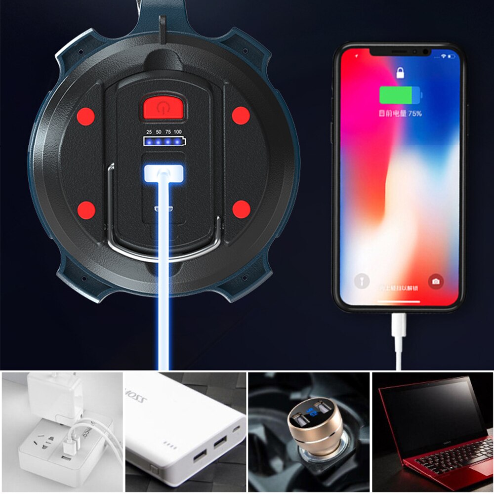 Super Bright LED Searchlight USB Rechargeable Waterproof Work Light Multi-functional Handheld Lantern Outdoor Camping Spotlight