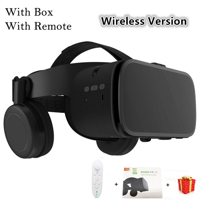 BOBO VR Z6 Wireless Bluetooth 3D Glasses Virtual Reality for Smartphone Immersive Stereo VR Headset Cardboard For iPhone Android: With white 035
