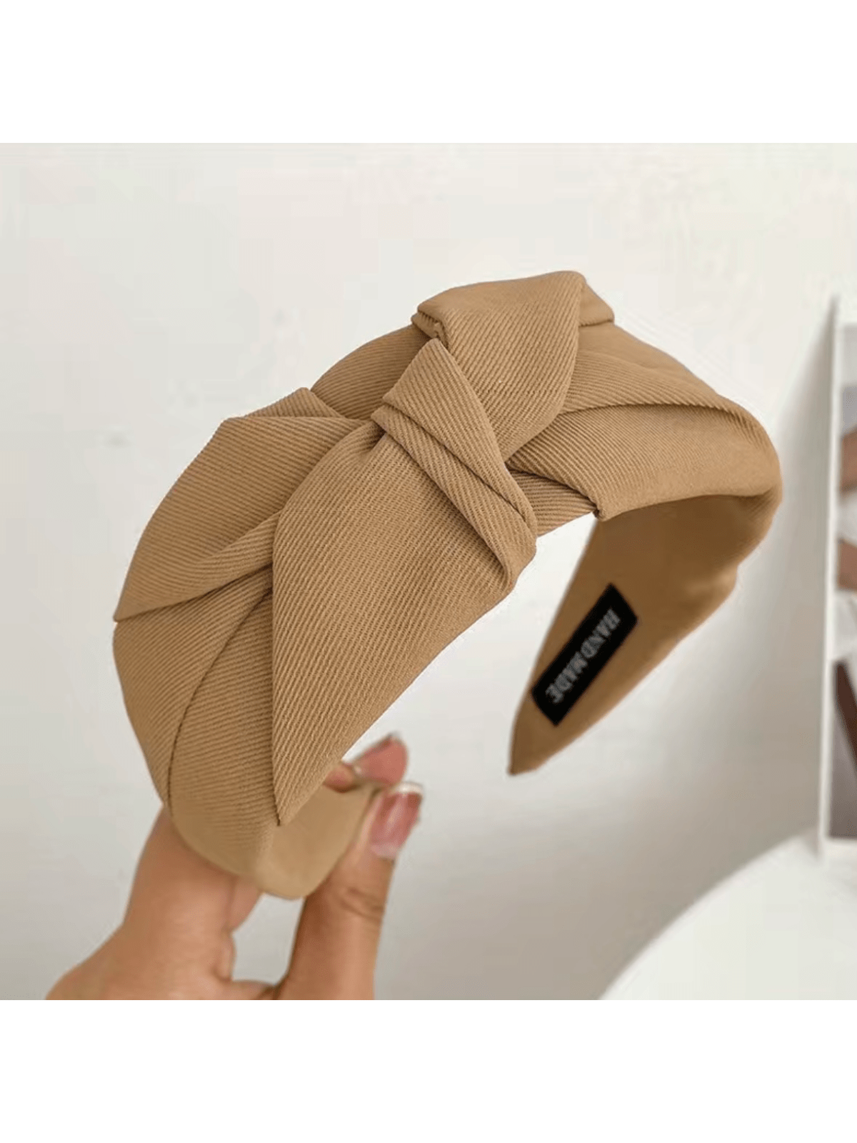 1 peça/3 peças faixa de cabelo de tecido macio vintage-1 peça de argola de cabelo com decoração de nó-acessório de cabelo largo e antiderrapante para um visual elegante: Caqui