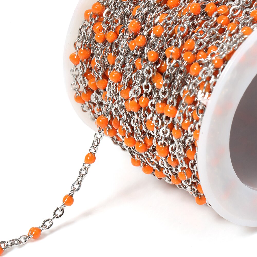 2Meter Rvs Kabel Emaille Gouden Ketting Ketting Bulk Multicolor Link Accessoires Voor Sieraden Materialen Diy: Steel Orange