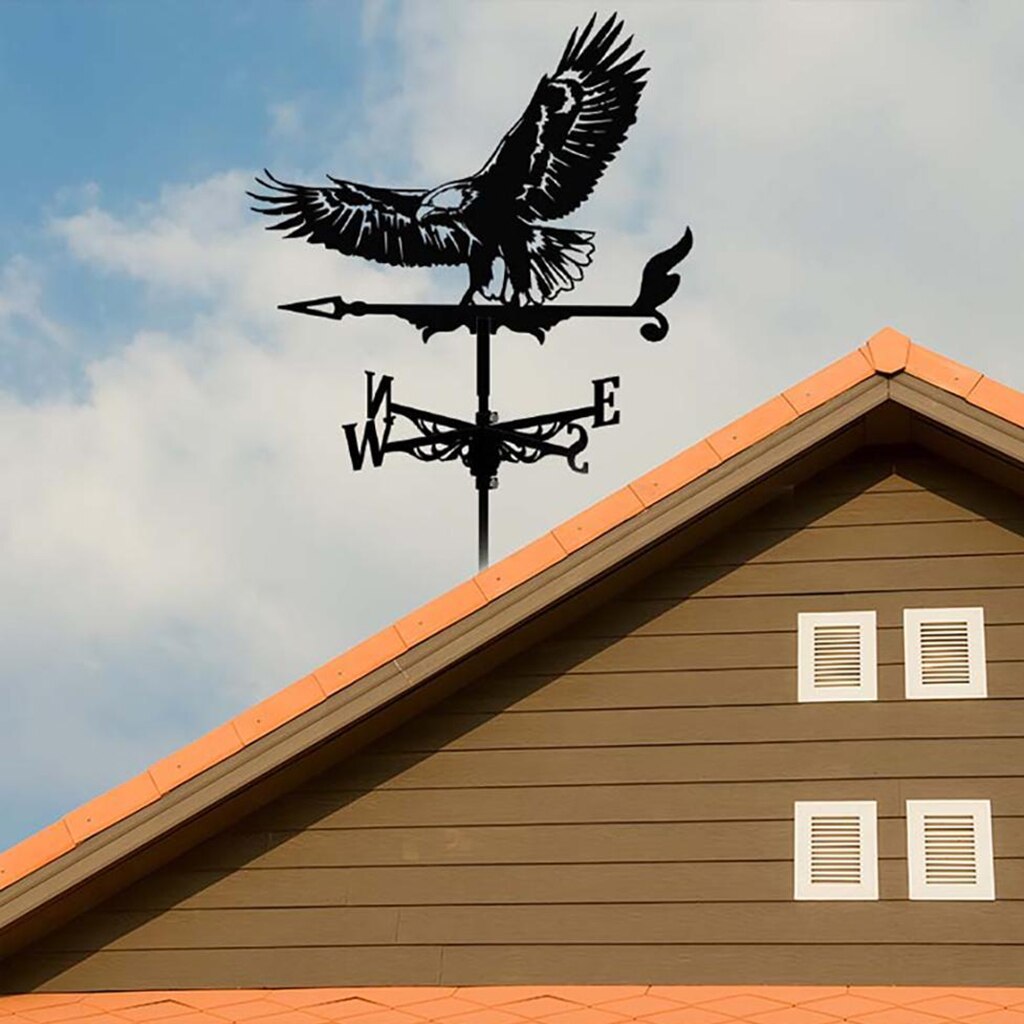 Wind Vane Weather Vane Black Garden Mount Yard Stake, Stainless Steel Weather Vane Farm Scene