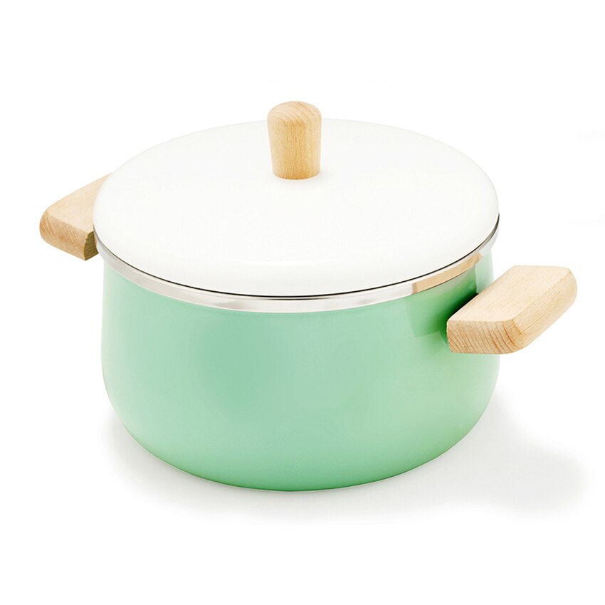 Glazen kookpot met houten handvat - transparante soeppan om te koken Glazen kookpot met houten handvat - transparante soeppan om te koken