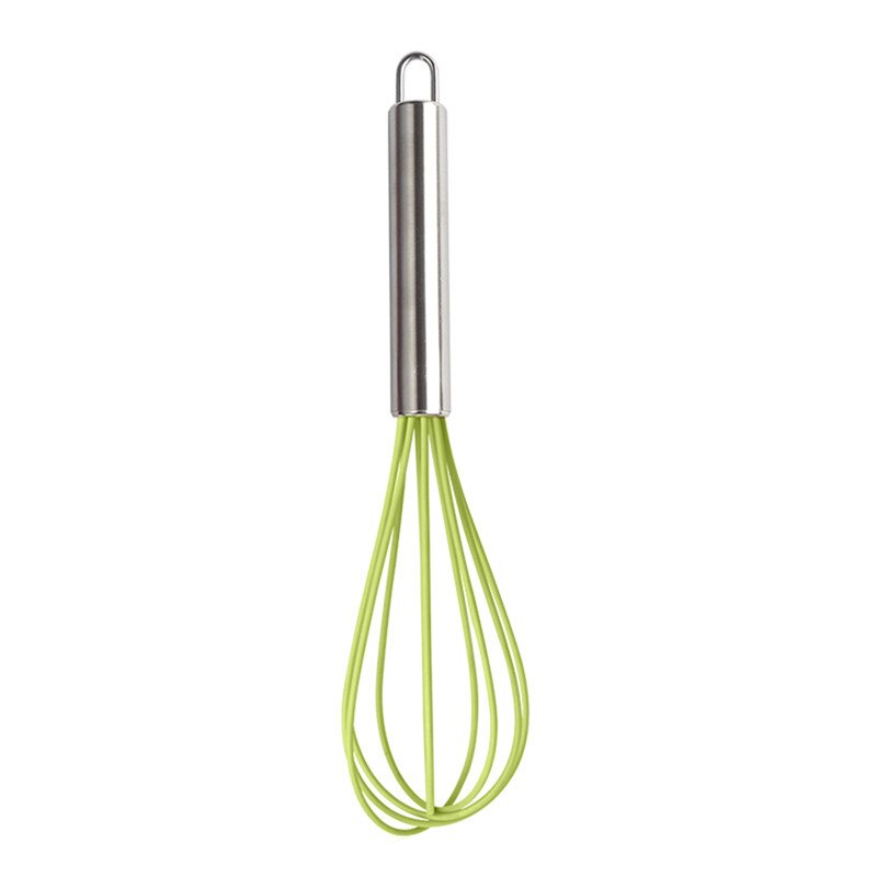 Silicone Whisk Stainless Steel Handle Egg Beater Kitchen Utensils for Blending Whisking Beating and Stirring Kitchen Egg Tools: Green