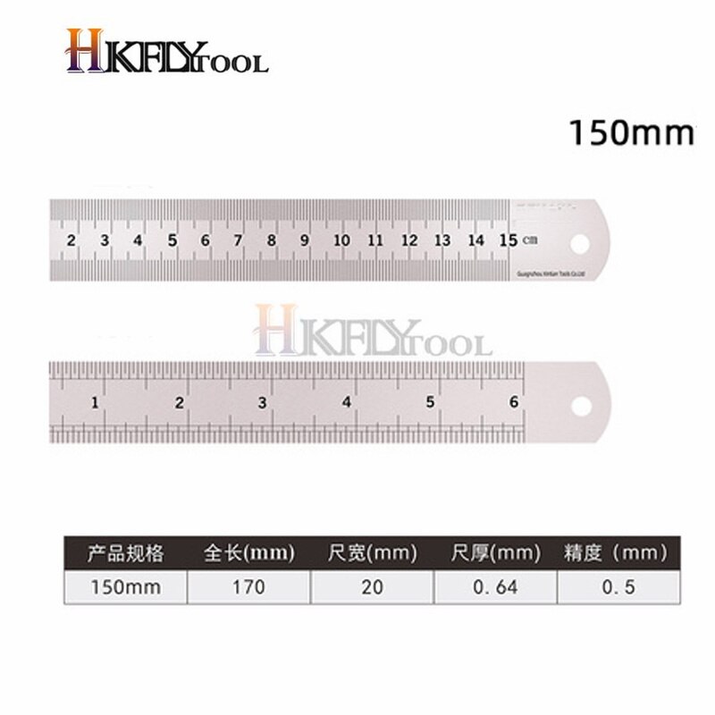 1pcs Straightedge Double Side Scale Metal Ruler Stainless Steel Woodworking Drawing Measuring Tools 0-15/25/30mm: 150mm x1pc