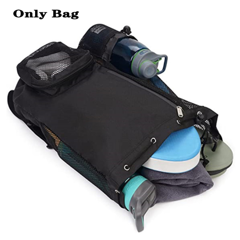 Badetasche, Netz-Rucksack mit Kordelzug und Nassfach, Mehrzweck-Strandrucksack für Schwimmen, Fitnessstudio und Trainingsgeräte
