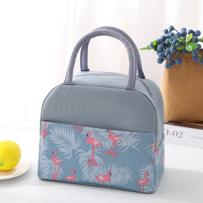 Draagbare Vrouwen Lunch Tas Mode Geïsoleerde Thermische Cooler Bento Lunchbox Voedsel Zak Tote Picknick Opbergtas Voor kids: Flamingo