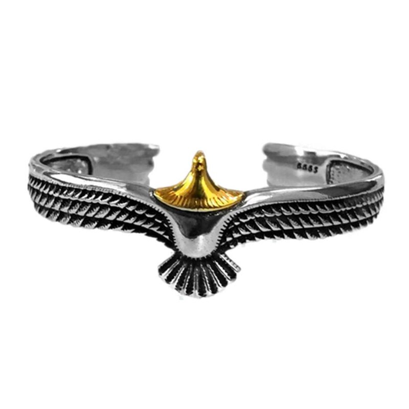 Sole Memory-Pulseras ajustables para hombre y mujer, de plumas de águila Retro, Plata tailandesa, Color plateado, SBR250