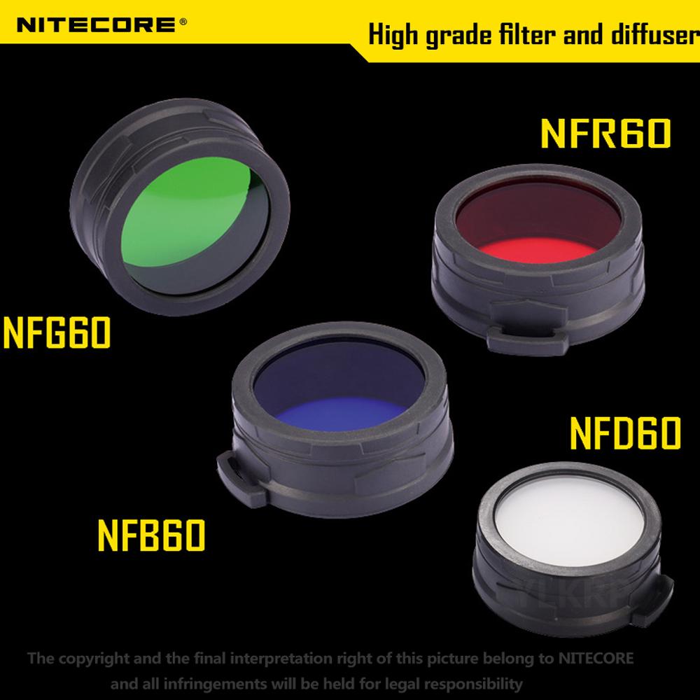 Nitecore Colour Filter(60mm) NFR60 NFB60 NFG60 NFD60 suitable for EA8 TM15 flashlight with head of 60mm.