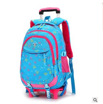 ZIRANYU Rollende rugzak Reizen bagage Trolley schooltas Op wielen meisje Trolley School rugzak tas op wieltjes voor meisje: 2 wheel blue